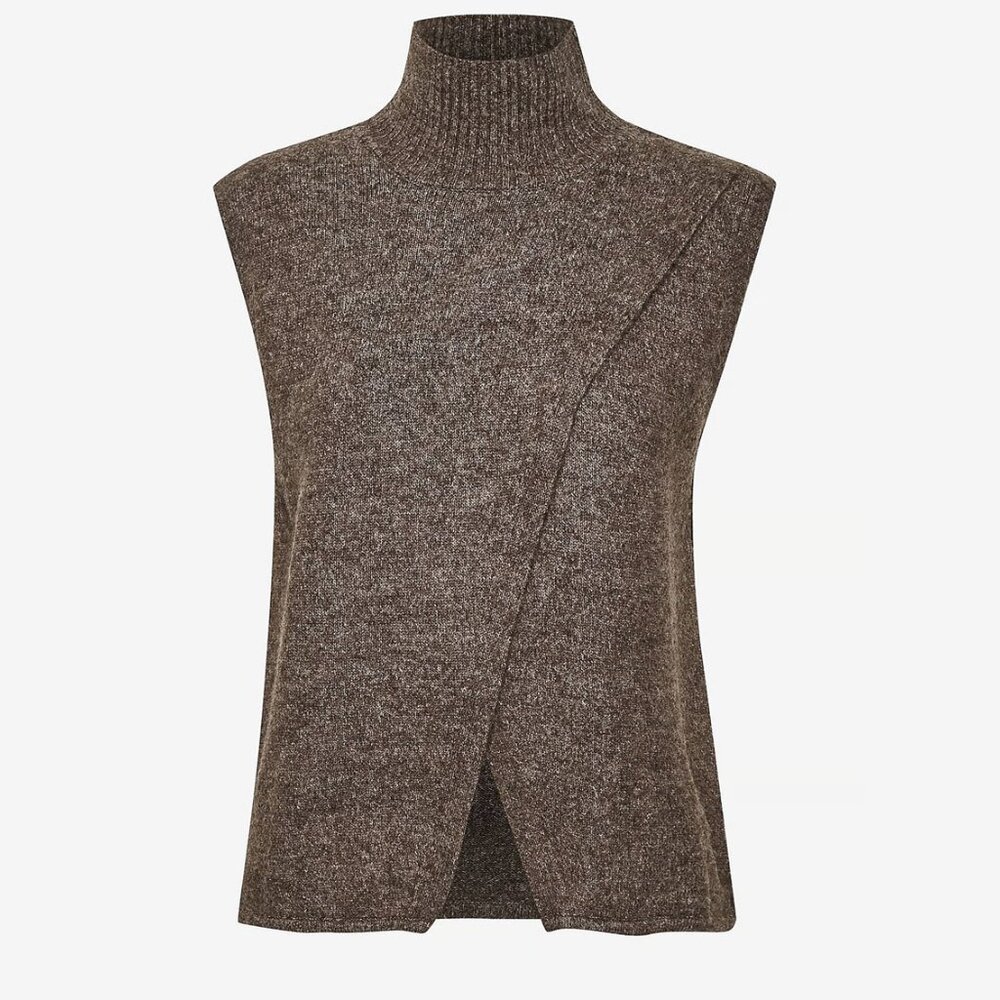Kaffe Kataris Coffee Brown Wool Blend Knit Vest Reversible Medium D&Dcore - Picture 4 of 15